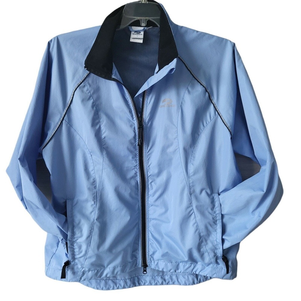 Brooks Blue Lightweight Windbreaker Running Jogging Gym Jacket Vented 2 way zip‎